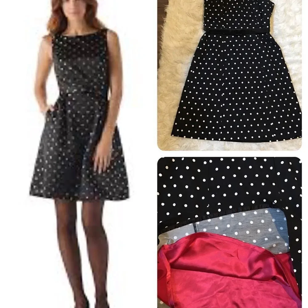 WHBM Cotton spandex double layered Belted Dress